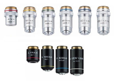 Kính hiển vi ống kính thơm vô cực 195mm 160mm Mục tiêu Luyện kim