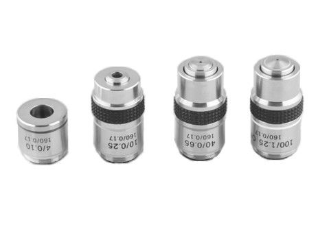 Vật kính quét 4X 10X 1600X Kính hiển vi sinh học Màu Chrome